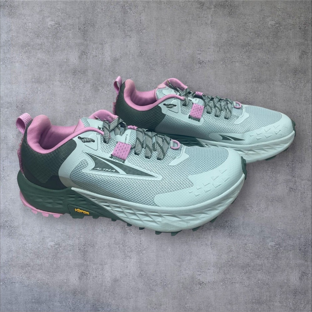 Altra Timp 5 Trail Running Shoes Sneaker Womens 6.5 Sage Green/Pink Vibram Sole